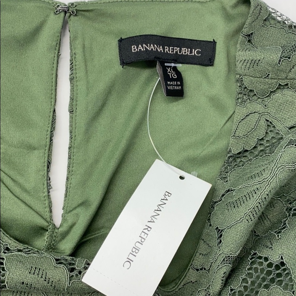 NWT BANANA REPUBLIC Green Lace Blouse sz XL - Picture 9 of 9
